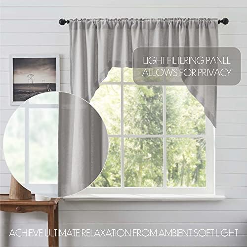 VHC Brands Burlap Dove Grey Farmhouse Curtains Set of 2 36x36x16