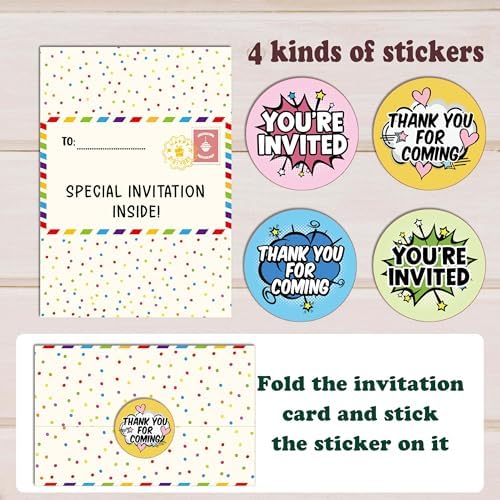 Kids Birthday Invitations with 20 Stickers