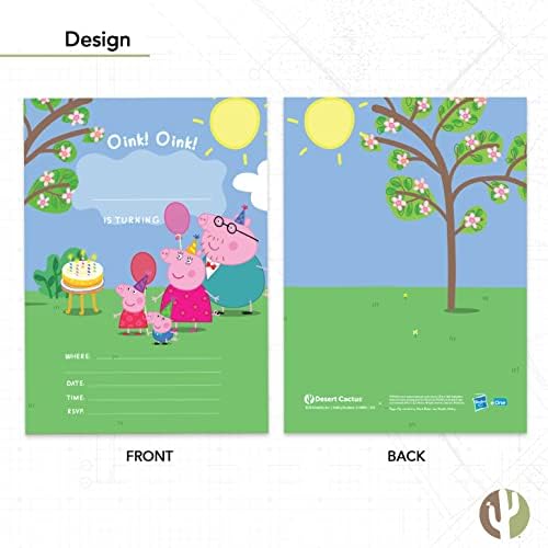Desert Cactus Peppa Pig Birthday Invites 10 Count With Envelopes