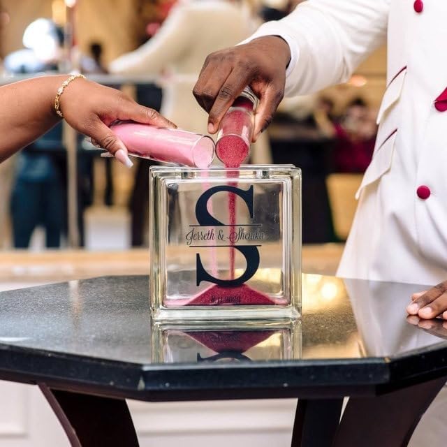 Glass Personalized Monogram Unity Sand Set for Weddings with Ink and Lid