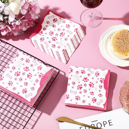 CHENGU 100 Piece Paw Print Napkins 2 Layers