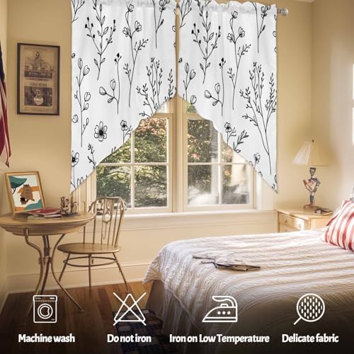 Spring Blooms Botanical Swag Valances 2 Pack Kitchen Window Curtains