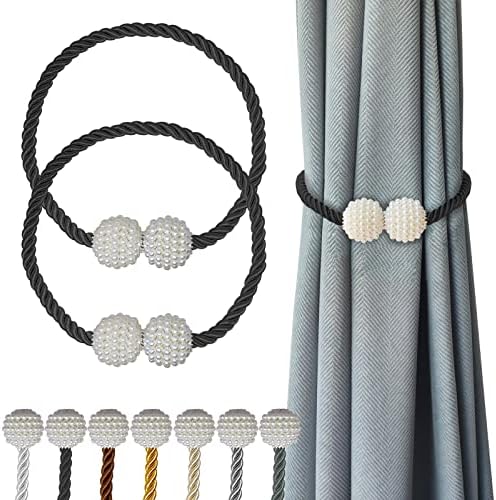 Hion Magnetic Curtain Holdbacks Black 2pcs