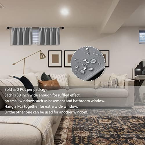 XTMYI Window Valance Set of 2 30 x 16 Inches Gray
