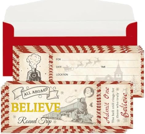 Wootile Christmas Train Ticket Invitations 25 Pcs