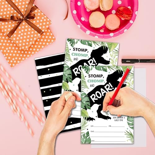 Dinosaur Theme Birthday Invitation Cards With Envelopes