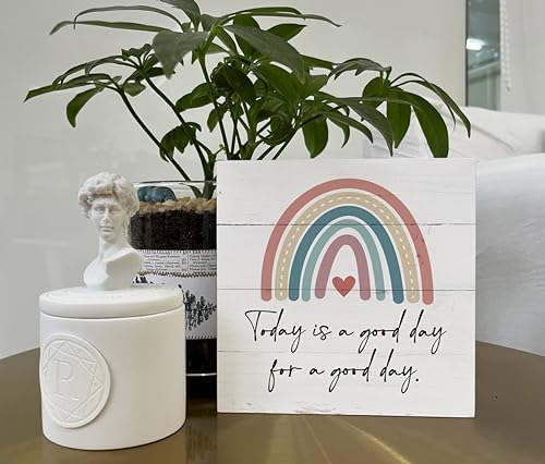 Inspirational Wood Sign Positive Thinking Office Decor