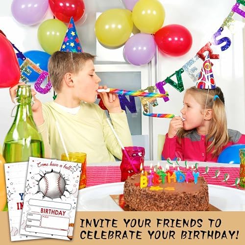 Baseball Birthday Invites for Boys - 20 Set