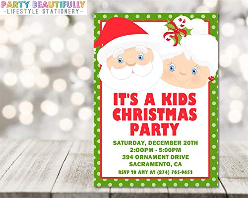 Santa Mrs Clause Christmas Party Invitations Light