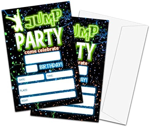Tiofuno Glow Jump Birthday Invitations 4x6