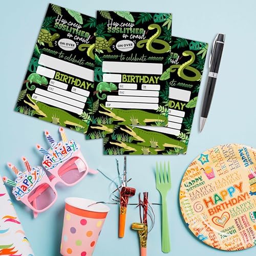 Reptile Birthday Invitations with Envelopes 25 Count