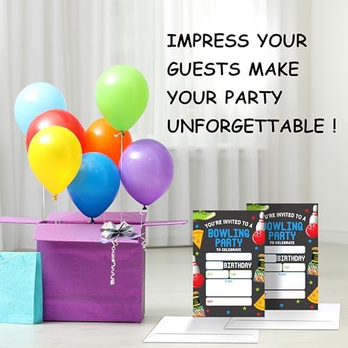 BXVRT Bowling Birthday Invitations with Envelopes