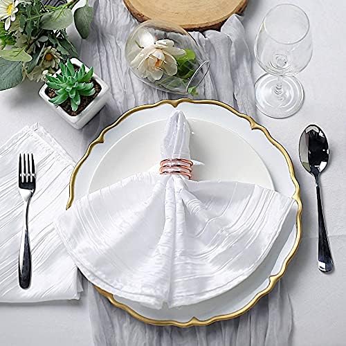5 White Crinkle Accordion Taffeta Napkins for Events