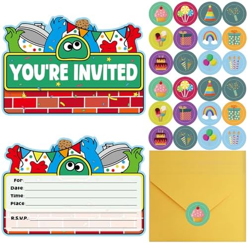 20Pcs Learning Street Birthday Invitations for Boys