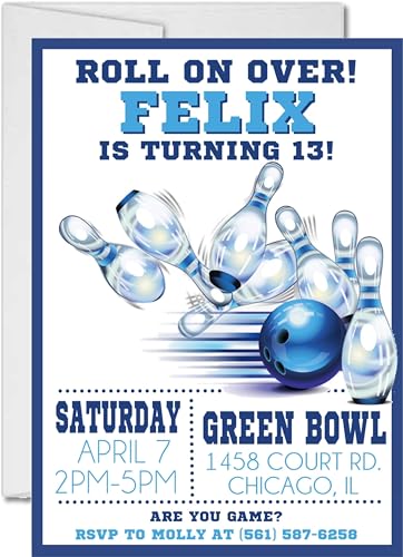 Bowling Birthday Invitation with Envelopes