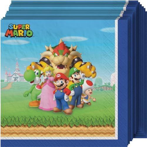 Multicolor Super Mario Luncheon Napkins 16 Count