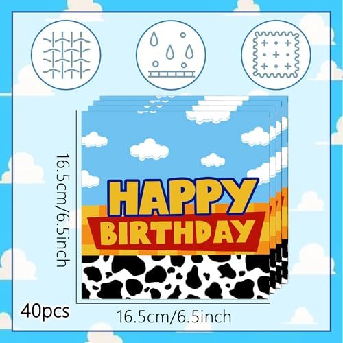 40pcs Cartoon Birthday Party Napkins with Cute Designs