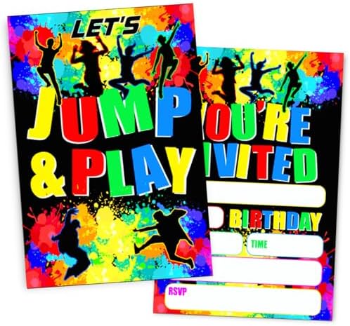Trampoline Jump Birthday Party Invitations Set