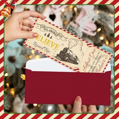 Well Tile 30 Set Christmas Ticket Invitations with Envelopes 3x8 Inch