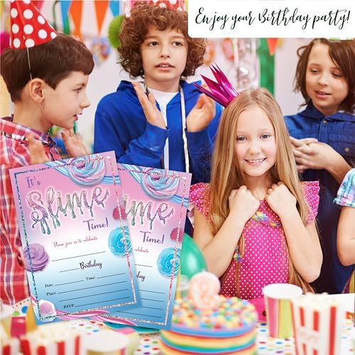 Its Slime Time Birthday Invite Cards With Envelopes