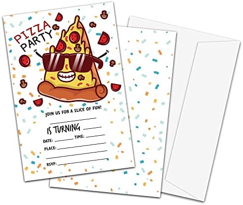 Pizza Party Birthday Invitations 20-Pack with Envelopes 1