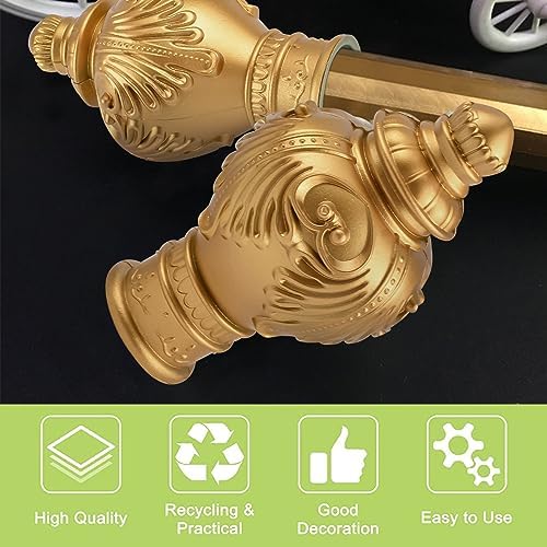 6Pcs Gold Plastic Curtain Finials for 28mm Rods