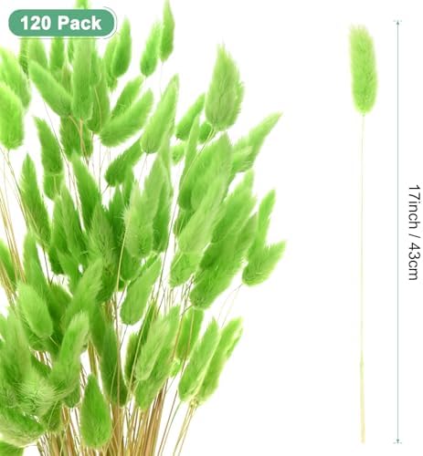 120-Pack Artificial Bunny Tails Grass 17 Inch Green Decor