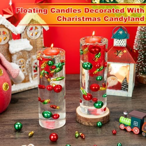 4114 Piece Christmas Vase Filler with Floating Candles and Clear Water Beads