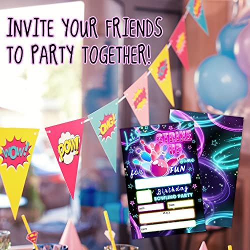 20 Birthday Invitation Cards with Envelopes Bowling Party Supplies