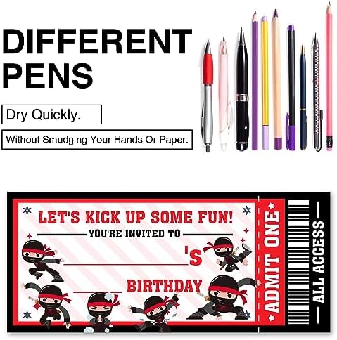VAHATAN Ninja Birthday Invitations 20-Pack with Envelopes