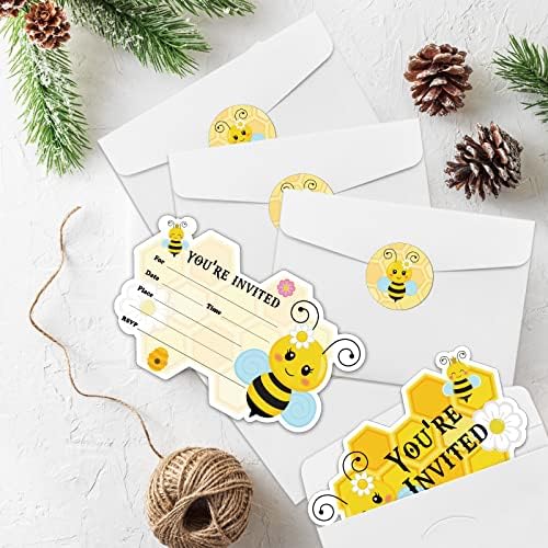 20 Pack Bee Shape Birthday Invitations with Envelopes and Stickers