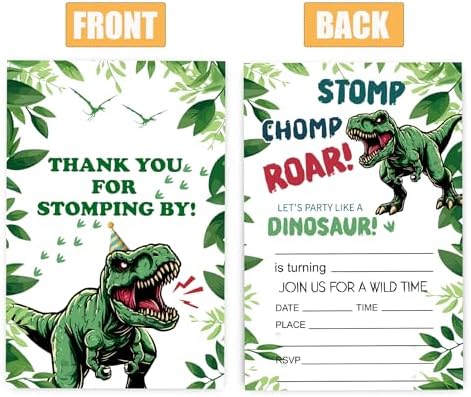 VIVORA Dinosaur Party Invitation Cards Set of 30