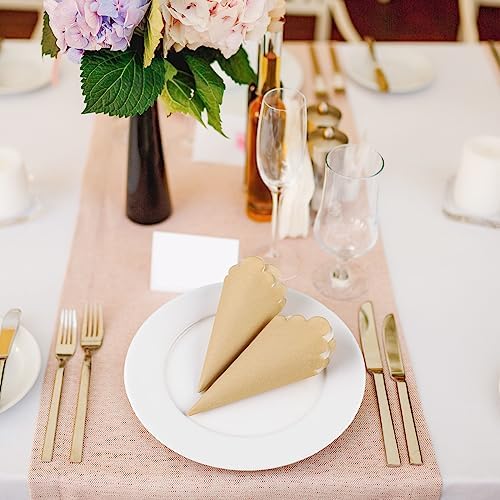 Fuutreo 100 Pcs Scalloped Kraft Napkins
