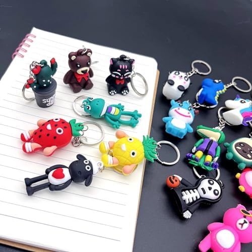 JZK 20pcs 3D Animal Keychain Set for Kids