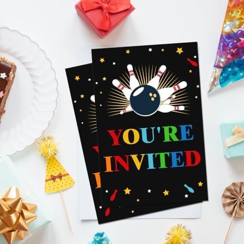 Soiceu Bowling Birthday Invites with Envelopes Set of 20