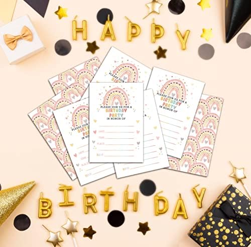 Lesixur Rainbow Birthday Party Invitation Cards 20PCS With Envelopes
