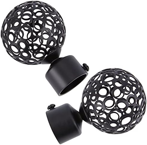 GORGECRAFT 2PCS Black Round Curtain Rod Finials
