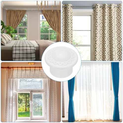 Uxcell Curtain Rod Ends 4Pcs Plastic Finial Cap for 26-28mm Rods