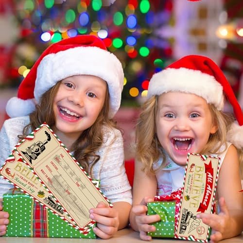 Christmas Believe Train Ticket Invitations with 25 Envelopes