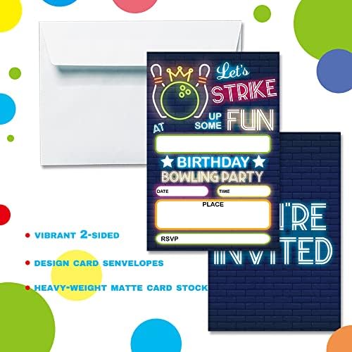 Bowling Party Birthday Invitations for Kids and Teens