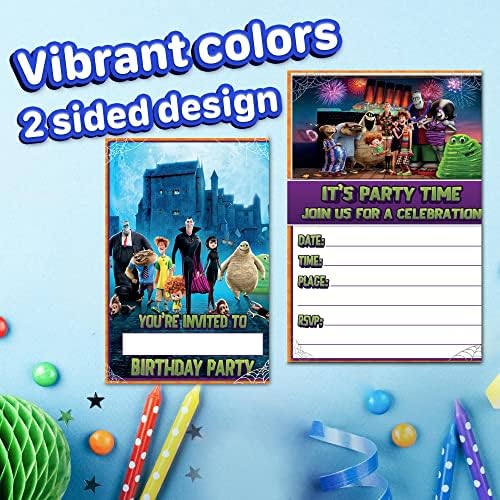 Set of 20 Hotel Monsters Birthday Invites with Envelopes