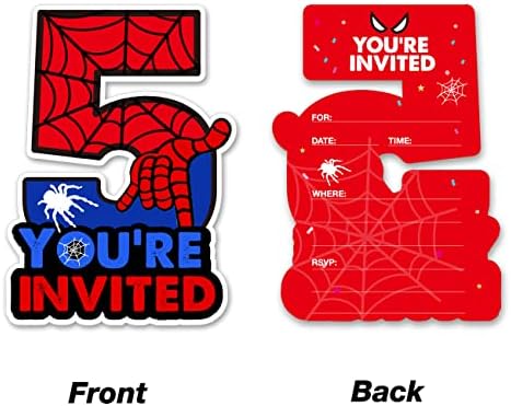 Cute Superhero 5th Birthday Shaped Invites Set of 20