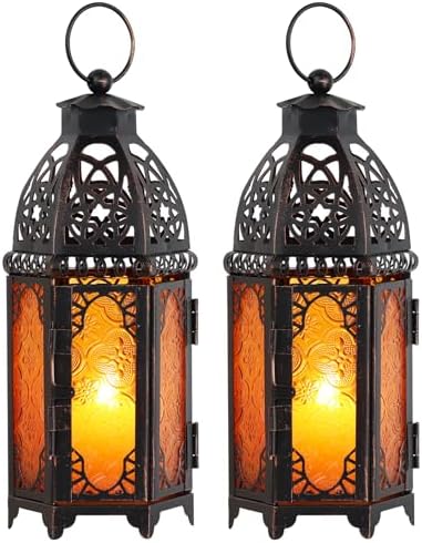 DECORKEY Set of 2 Moroccan Lanterns Indoor Outdoor