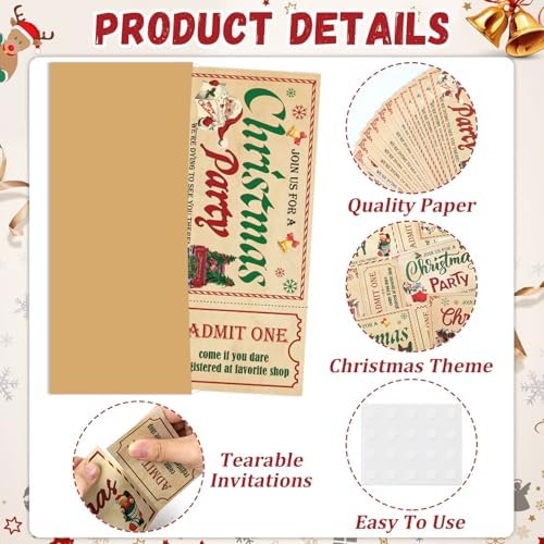 80PCS Christmas Party Invites with Envelopes and Adhesive