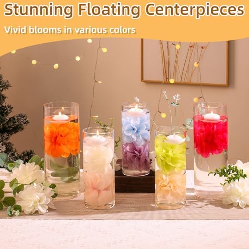 24 Pcs Floating Candles and Artificial Flowers for Centerpieces