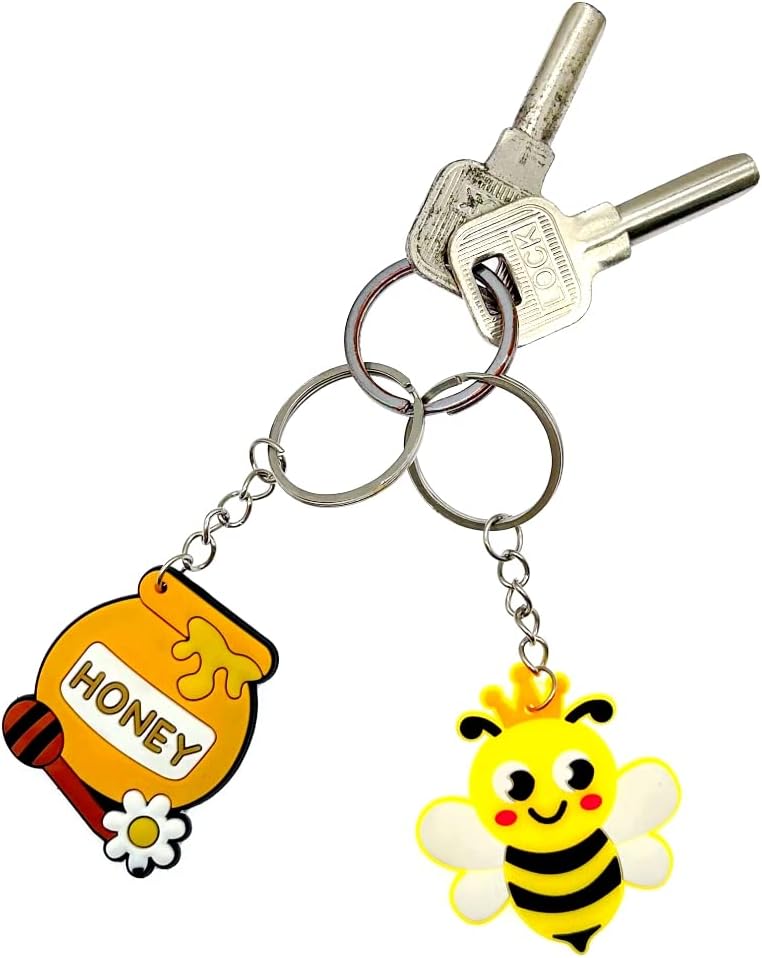 JZK 30 Pcs Cute Honey Bee Keyrings Set for Kids