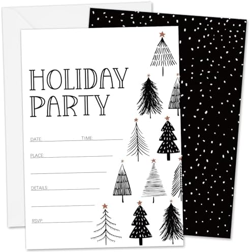 Whaline Christmas Invitations 20-Pack with Envelopes and Stickers