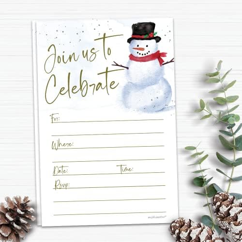Christmas Invitations - Snowman Party Invites With Envelopes 20 Count