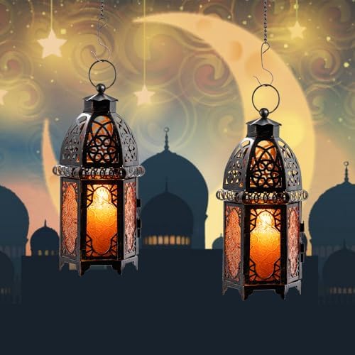 DECORKEY Set of 2 Moroccan Lanterns Indoor Outdoor