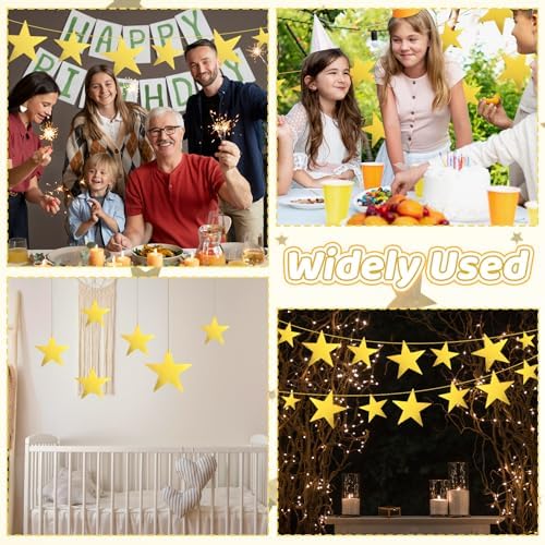 24 Pcs Gold Cardboard Star Cutouts for Decorations